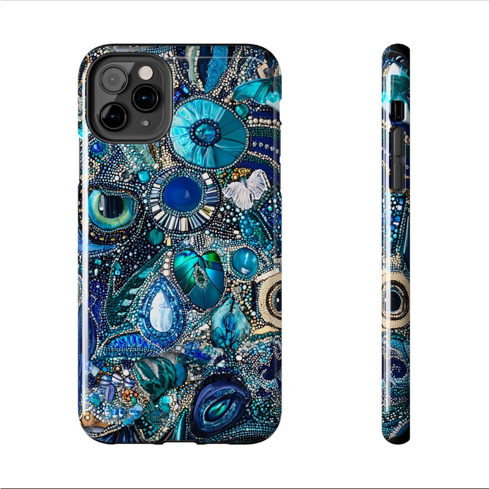 🧿 Gorgeous Blue & Gold Mosaic Boho Phone Case for iPhone 12 Pro - NEW 🪬 ✨